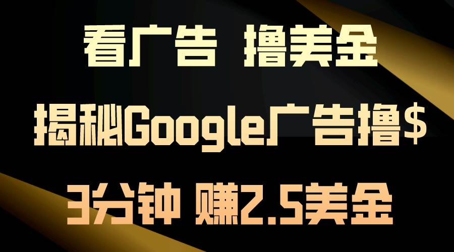 看广告，撸美金！3分钟赚2.5美金！日入200美金不是梦！揭秘Google广告...-炫知网