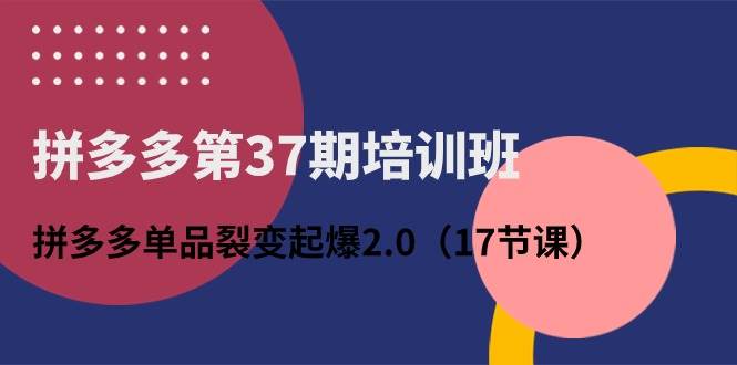 拼多多第37期培训班：拼多多单品裂变起爆2.0（17节课）-炫知网