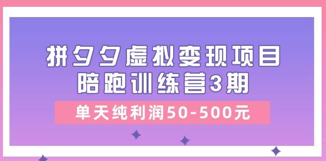 某收费培训《拼夕夕虚拟变现项目陪跑训练营3期》单天纯利润50-500元-炫知网