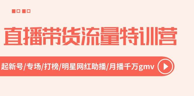 直播带货流量特训营，起新号-专场-打榜-明星网红助播 月播千万gmv（52节）-炫知网