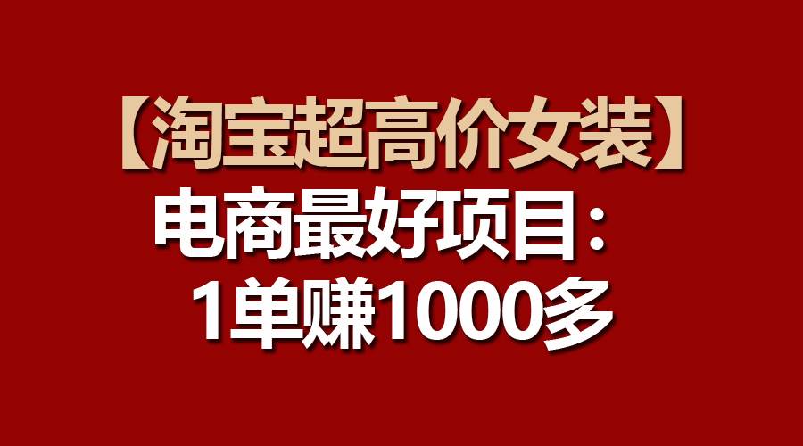 【淘宝超高价女装】电商最好项目：一单赚1000多-炫知网