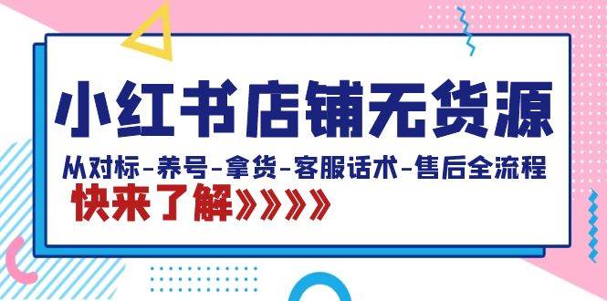 小红书店铺无货源：从对标-养号-拿货-客服话术-售后全流程（20节课）-炫知网