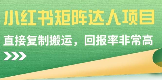 小红书矩阵达人项目，直接复制搬运，回报率非常高-炫知网