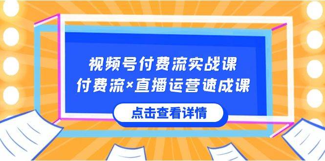 视频号付费流实战课，付费流×直播运营速成课，让你快速掌握视频号核心运..-炫知网