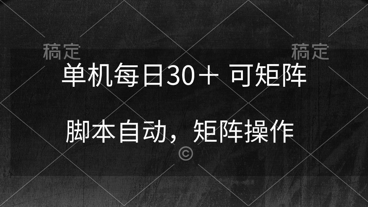 单机每日30＋ 可矩阵，脚本自动 稳定躺赚-炫知网