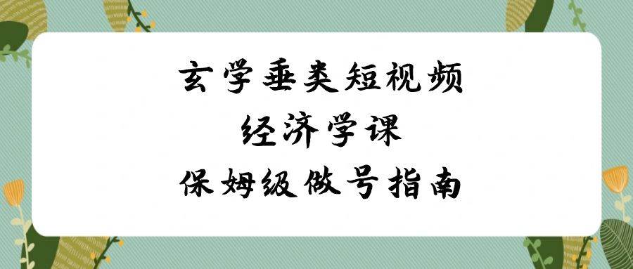 玄学 垂类短视频经济学课，保姆级做号指南（8节课）-炫知网