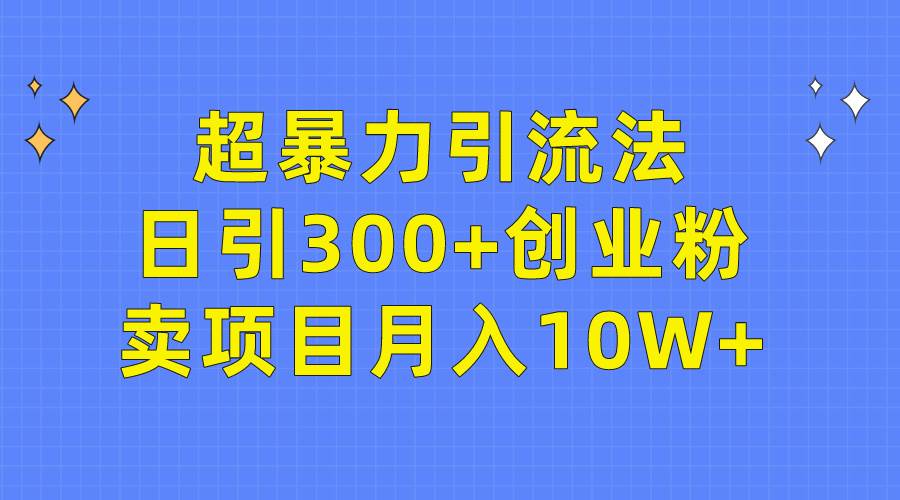 超暴力引流法，日引300+创业粉，卖项目月入10W+-炫知网