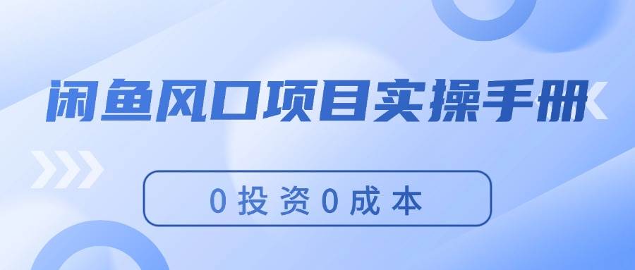 闲鱼风口项目实操手册，0投资0成本，让你做到，月入过万，新手可做-炫知网