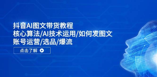 抖音AI图文带货教程：核心算法/AI技术运用/如何发图文/账号运营/选品/爆流-炫知网