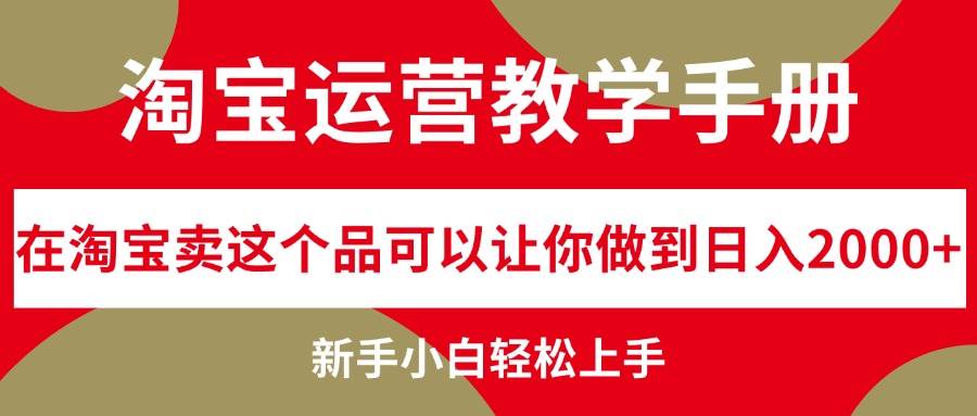 淘宝运营教学手册，在淘宝卖这个品可以让你做到日入2000+，新手小白轻...-炫知网