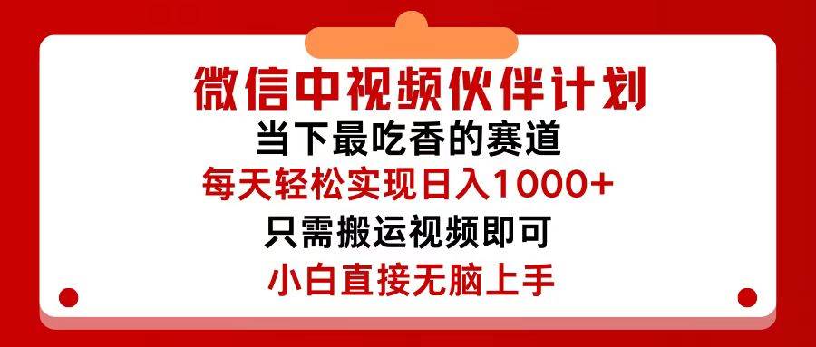 图片[1]-微信中视频伙伴计划，仅靠搬运就能轻松实现日入500+，关键操作还简单，...-炫知网