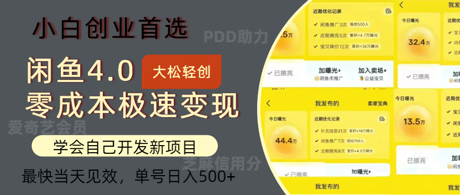 闲鱼0成本极速变现项目，多种变现方式，单号日入500+最新玩法-炫知网