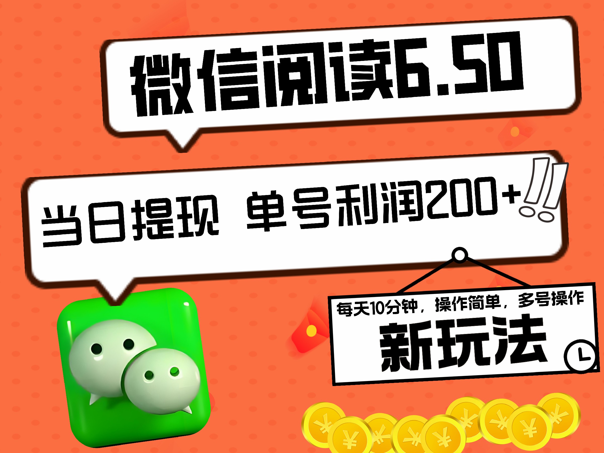 2024最新微信阅读6.50新玩法，5-10分钟 日利润200+，0成本当日提现，可矩阵多号操作-炫知网