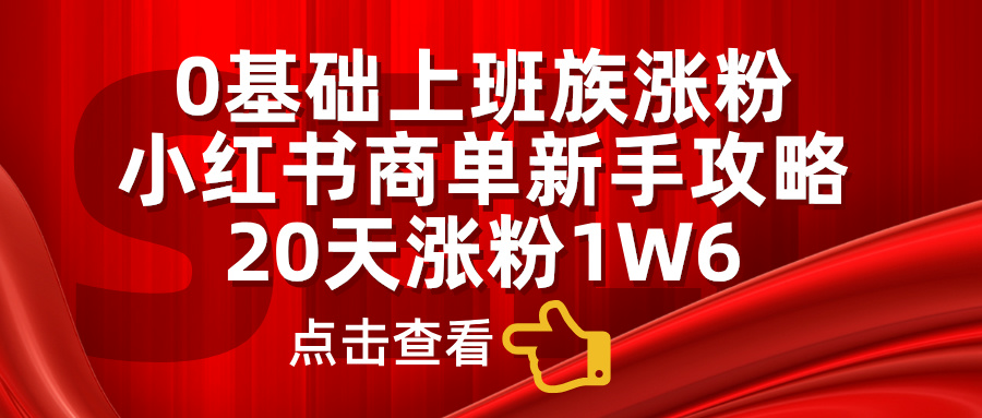 0基础上班族涨粉，小红书商单新手攻略，20天涨粉1.6w-炫知网