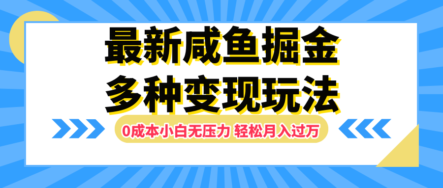 最新咸鱼掘金玩法，更新玩法，0成本小白无压力，多种变现轻松月入过万-炫知网