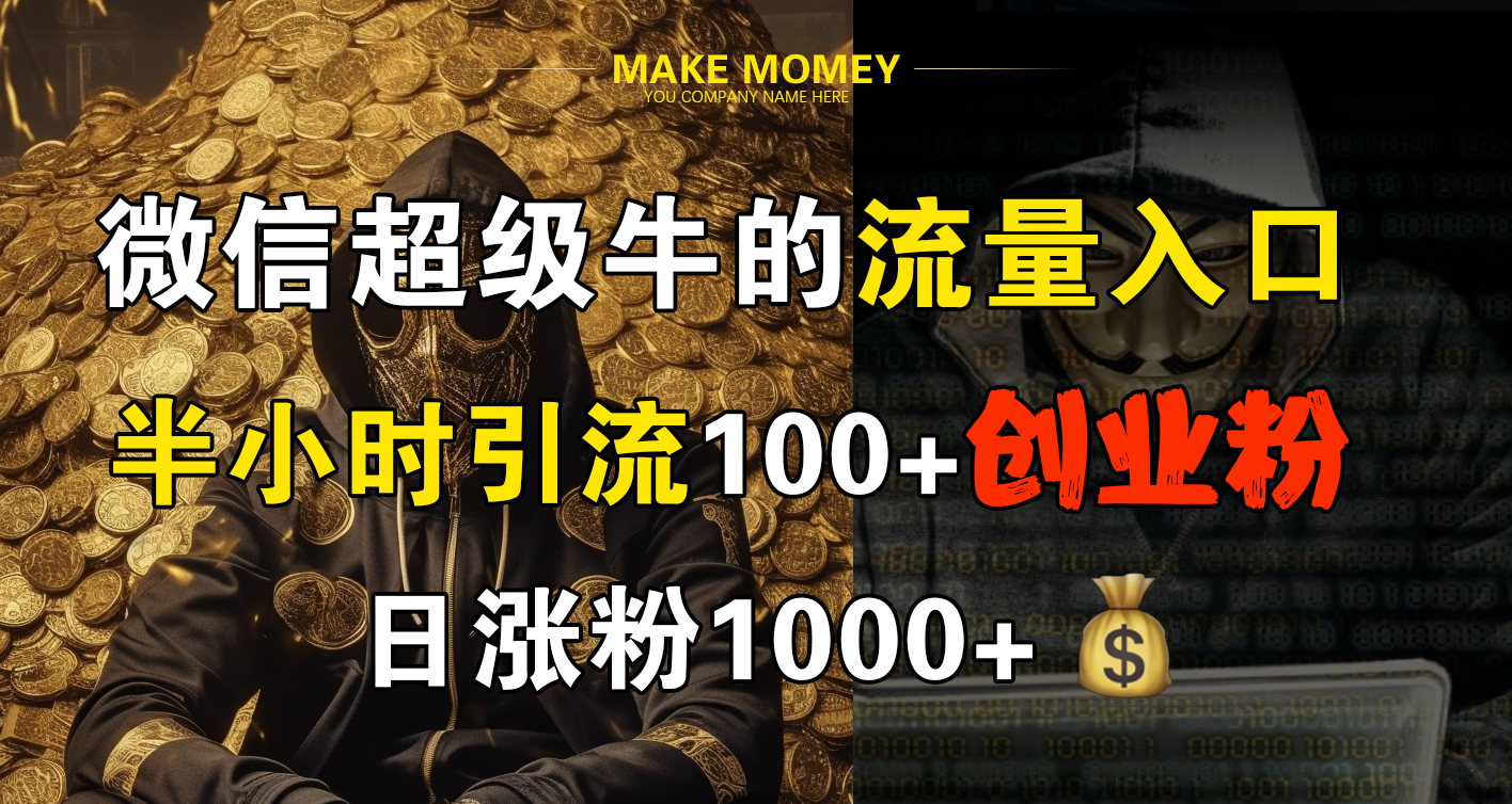 微信超级牛的流量入口，半小时引流100+创业粉，日涨粉1000+-炫知网