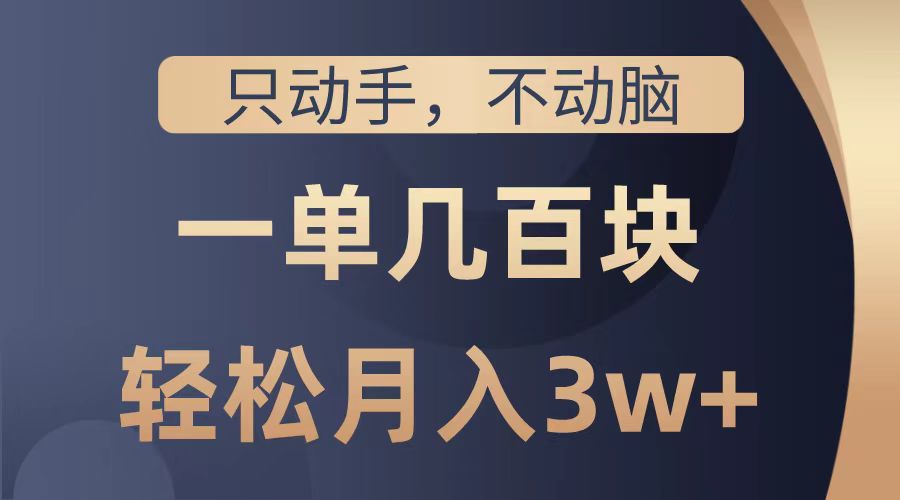 只动手不动脑，一单几百块，轻松月入2w+，看完就能直接操作，详细教程-炫知网