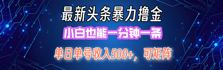 最新头条撸金，小白也能一分钟一条-炫知网