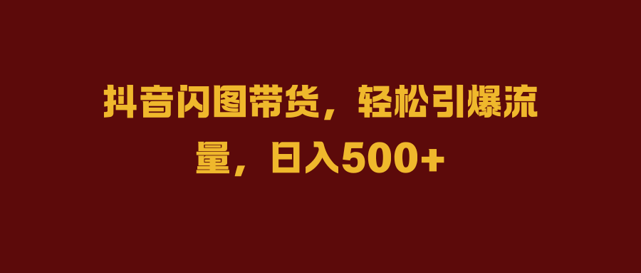 抖音闪图带货，轻松引爆流量，日入500+-炫知网