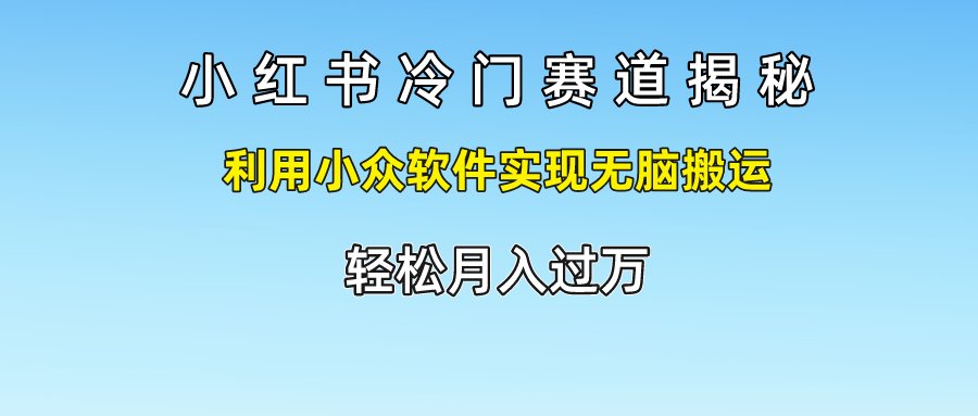 小红书冷门赛道揭秘,轻松月入过万，利用小众软件实现无脑搬运，-炫知网