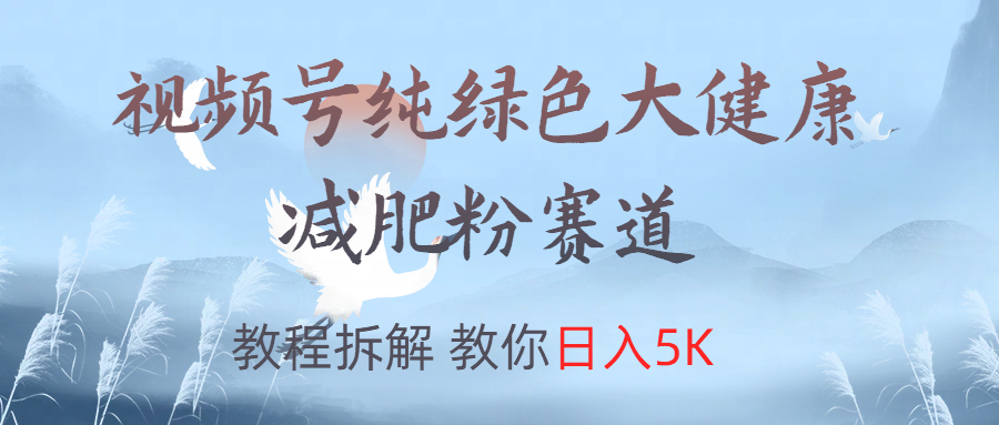 视频号纯绿色大健康粉赛道，教程拆解，教你日入5K-炫知网