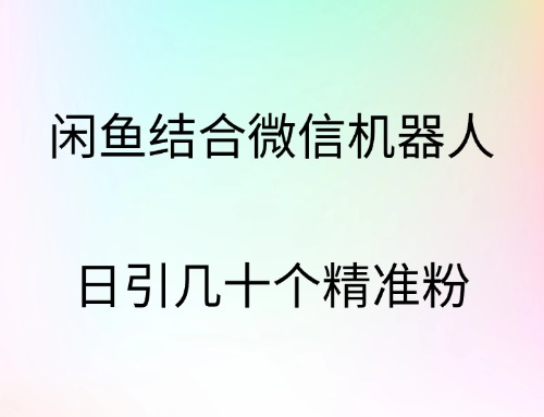 闲鱼结合微信机器人，日引几十个精准粉-炫知网