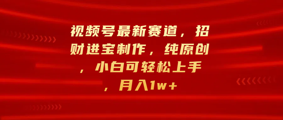 视频号最新赛道，招财进宝制作，纯原创，小白可轻松上手，月入1w+-炫知网