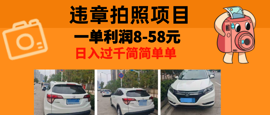 最强副业违章拍照，一单利润8-58元，全国大小城市都可做-炫知网