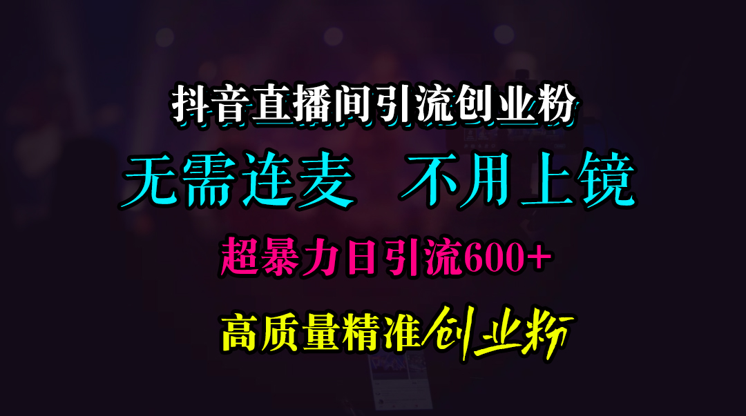 抖音直播间引流创业粉，无需连麦、无需上镜，超暴力日引流600+高质量精准创业粉-炫知网