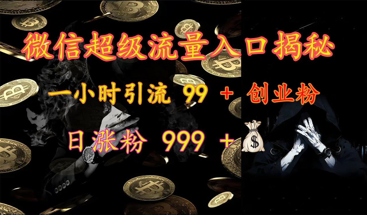 微信超级流量入口揭秘：一小时引流 99 + 创业粉，日涨粉 999 +【揭秘】-炫知网