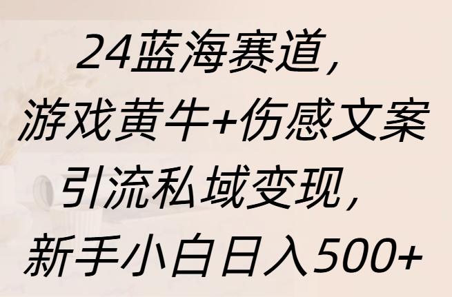 24蓝海赛道，游戏黄牛+伤感文案引流私域变现，新手日入500+-炫知网