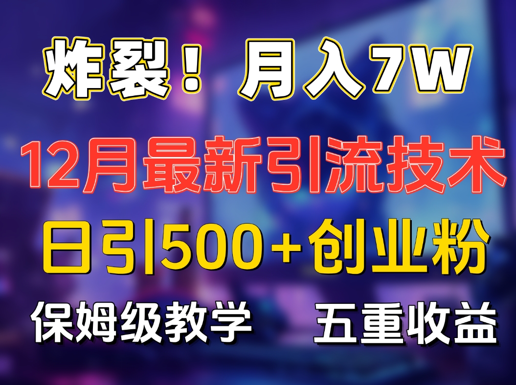 炸裂！月入7W+揭秘12月最新日引流500+精准创业粉，多重收益保姆级教学-炫知网