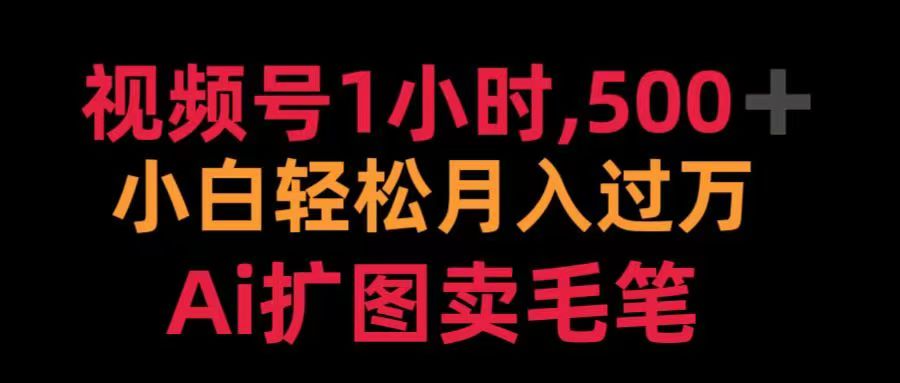 视频号每天1小时，收入500＋，Ai扩图卖毛笔-炫知网