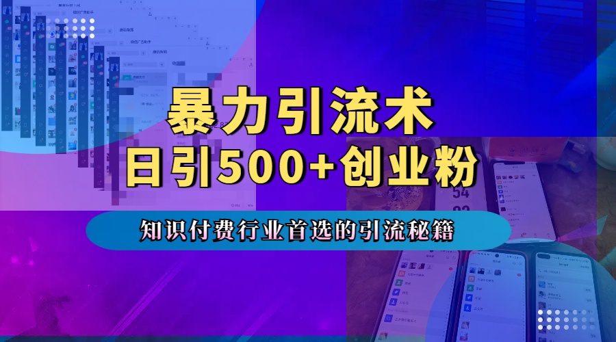 暴力引流术，专业知识付费行业首选的引流秘籍，一天暴流500+创业粉，五个手机流量接不完！-炫知网