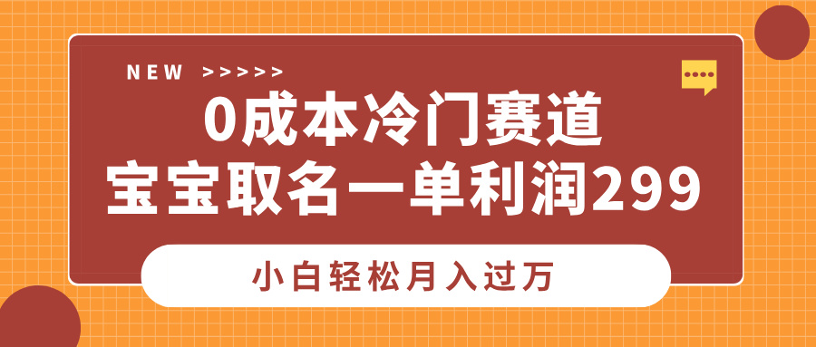 0成本冷门赛道，宝宝取名一单利润299，小白轻松月入过万-炫知网