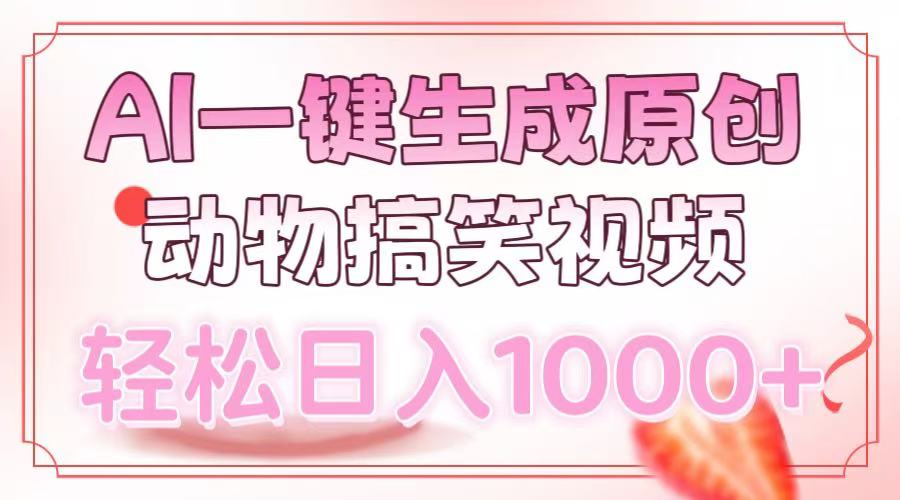 AI一键生成原创动物搞笑视频，轻松日入1000+-炫知网