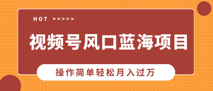 视频号风口蓝海项目，中老年人的流量密码，操作简单轻松月入过万-炫知网