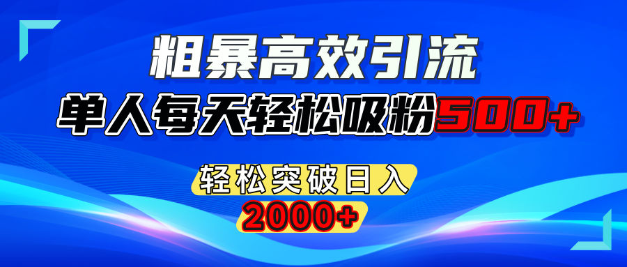 粗暴高效引流,单人每天轻松吸粉500+,轻松突破日入2000+-炫知网