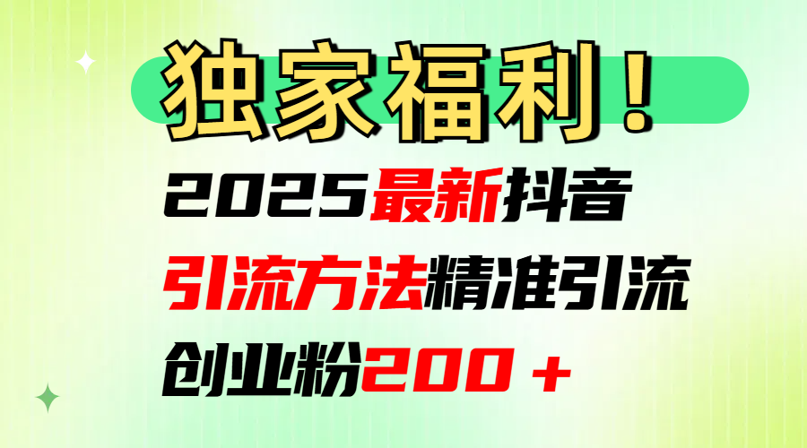 2025最新抖音引流方法每日精准引流创业粉200＋-炫知网