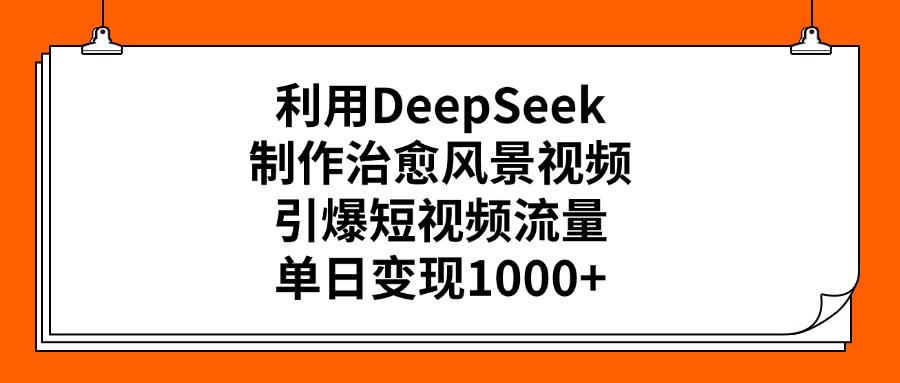 利用DeepSeek制作治愈风景视频，引爆短视频流量，单日变现1000+-炫知网