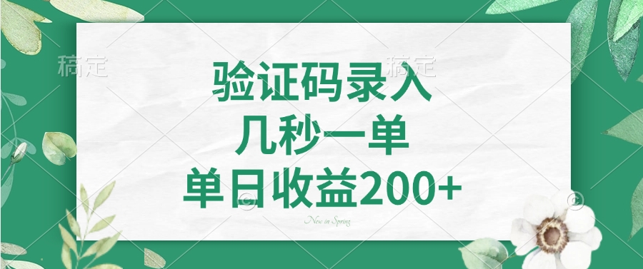 验证码录入，几秒一单，单日收益200+-炫知网