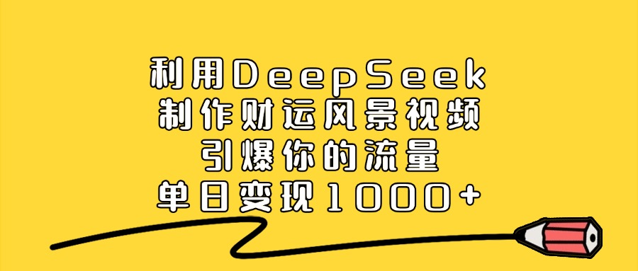 利用DeepSeek制作财运风景视频，引爆你的流量，单日变现1000+-炫知网