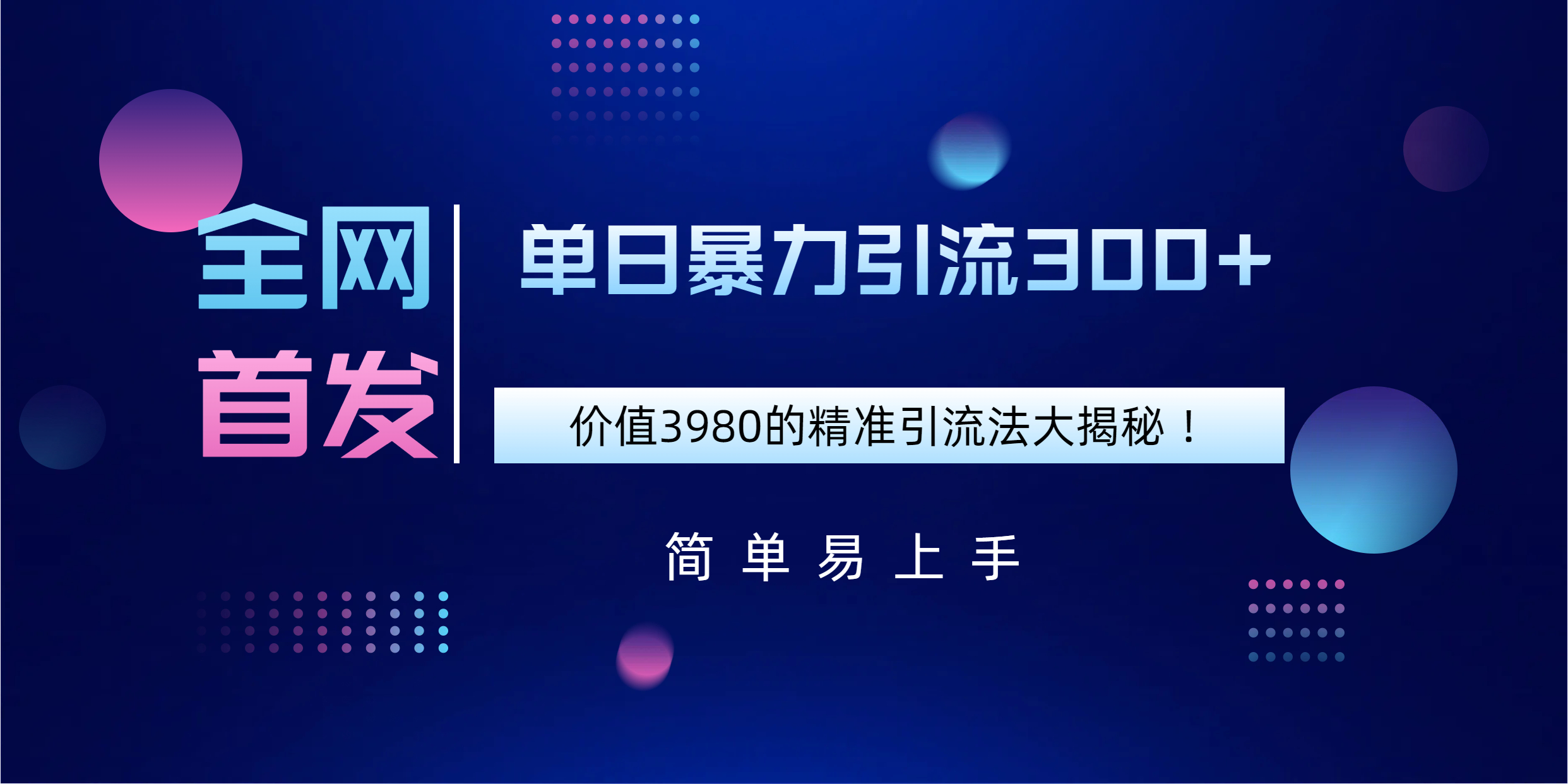 全网首发，价值3980单日暴力引流300+的精准引流法大揭秘！-炫知网