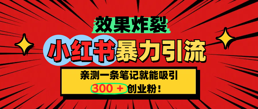 小红书炸裂玩法，亲测一条笔记就能吸引300+精准创业粉！-炫知网