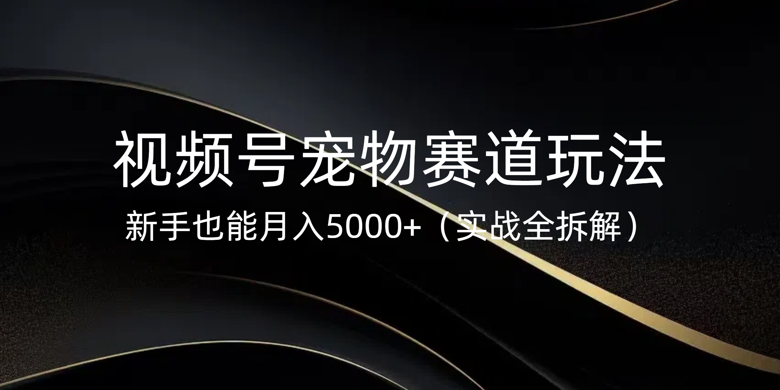 视频号宠物赛道玩法，新手也能月入5000+（实战全拆解）-炫知网