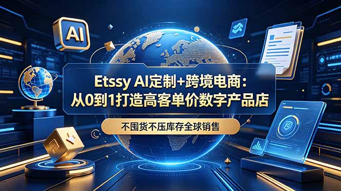 Etsy AI定制+跨境电商:从0到1打造高客单价数字产品店,不囤货不压库存全球销售-休闲学社