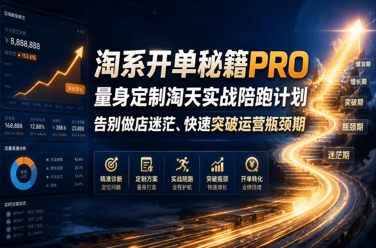 淘系开单秘籍PRO,量身定制淘天实战陪跑计划,告别做店迷茫、快速突破运营瓶颈期(2026年6月22日)-休闲学社
