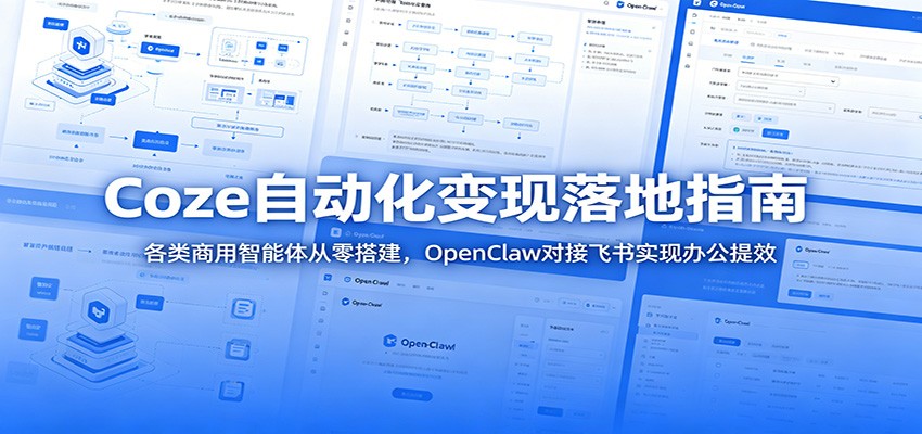 Coze自动化变现落地指南:各类商用智能体从零搭建,OpenClaw对接飞书实现办公提效-休闲学社