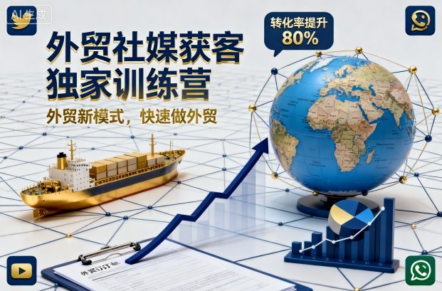 外贸社媒获客独家训练营,外贸新模式,快速做外贸(更新26年6月)-休闲学社