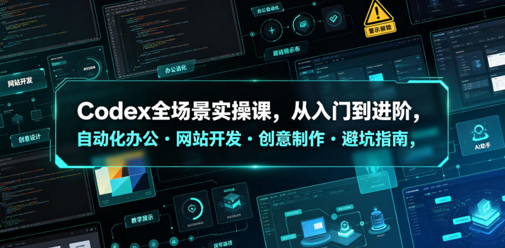 Codex全场景实操课,从入门到进阶,自动化办公・网站开发・创意制作・避坑指南,全流程教学-休闲学社